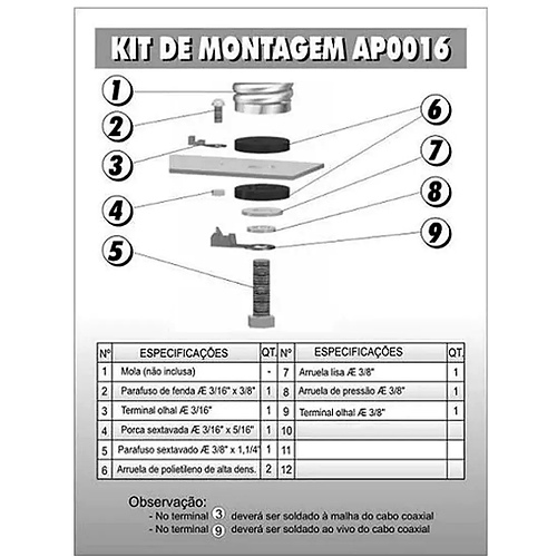 AP 0016 - KIT DE MONTAGEM PARA ANTENA PX MOVEL 1/4 DE ONDA - Imagem 4